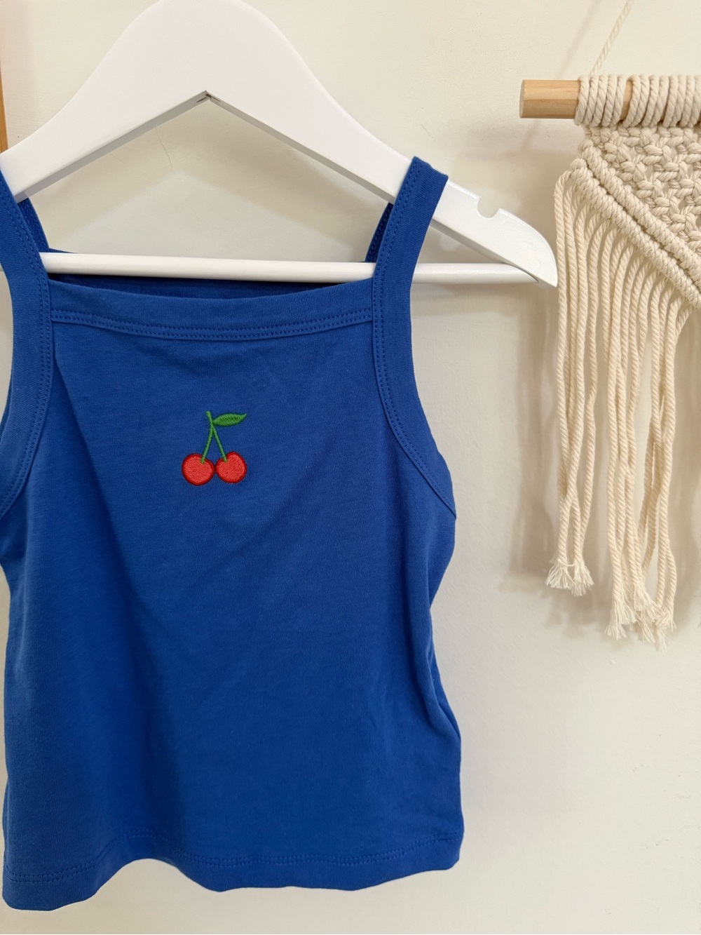 Crewcuts - XS (4/5) - girls tank with cherry embroidery